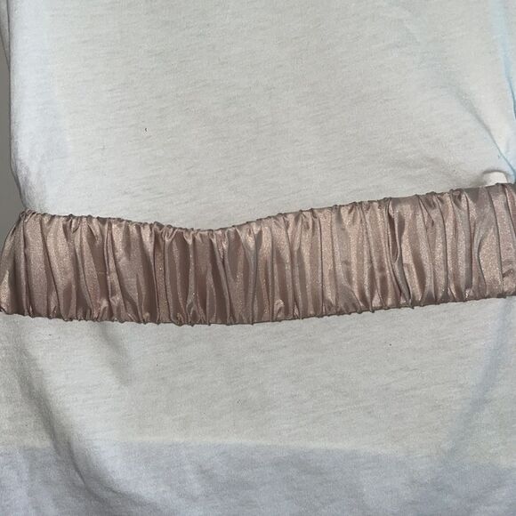 Tan satin wrapped ruched elastic belt - Picture 4 of 5